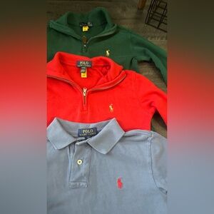 3 Polo by Ralph Lauren Kids Shirts - Green, Red, Blue